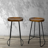 Set of 2 Trento Backless Elm Wood Bar Stools - Black