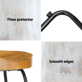 Set of 4 Reggio 75cm Elm Wood Backless Bar Stools - Black & Natural
