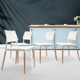 Darien Set of 4 Dining Chairs Plastic Wooden Stackable - White