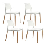 Darien Set of 4 Dining Chairs Plastic Wooden Stackable - White