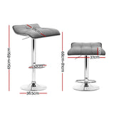 Set of 2 Arnhem Fabric Bar Stools Swivel Bar Stools - Grey Chrome