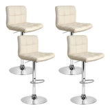 Set of 4 Chania PU Leather Gas Lift Bar Stools - Beige