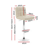 Set of 4 Chania PU Leather Gas Lift Bar Stools - Beige