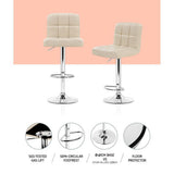 Set of 4 Chania PU Leather Gas Lift Bar Stools - Beige
