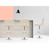 Set of 4 Chania PU Leather Gas Lift Bar Stools - Beige