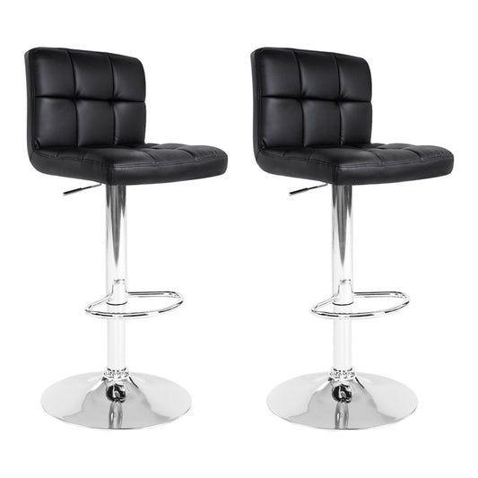 Set of 2 Chania PU Leather Gas Lift Bar Stools - Black