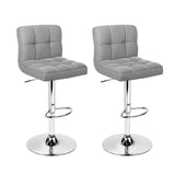 Set of 2 Chania Bar Stools Kitchen Dining Chairs Counter Stool Gas Lift Fabric - Grey