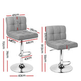 Set of 2 Chania Bar Stools Kitchen Dining Chairs Counter Stool Gas Lift Fabric - Grey