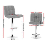 Set of 4 Chania Bar Stools Fabric Gas Lift - Grey