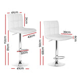 Set of 2 Chania PU Leather Gas Lift Bar Stools - White