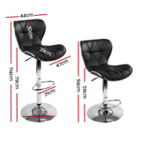 Set of 2 Liosia PU Leather Patterned Bar Stools - Black & Chrome