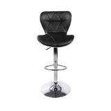 Set of 2 Liosia PU Leather Patterned Bar Stools - Black & Chrome