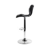 Set of 2 Liosia PU Leather Patterned Bar Stools - Black & Chrome