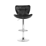 Set of 4 Liosia PU Leather Patterned Bar Stools - Black & Chrome