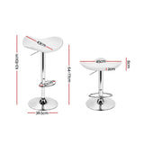 Set of 2 Marbella Gas Lift Bar Stools PU Leather - White & Chrome