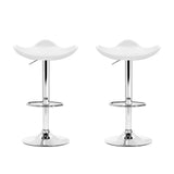 Set of 2 Marbella Gas Lift Bar Stools PU Leather - White & Chrome