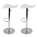 Set of 2 Marbella Gas Lift Bar Stools PU Leather - White & Chrome