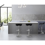Set of 2 Terni PU Leather Wave Style Bar Stools - Black