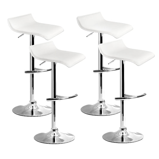 Set of 4 Terni PU Leather Wave Style Bar Stools - White
