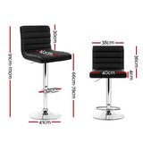 Set of 2 Amaliada PU Leather Bar Stools Padded Line Style - Black