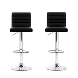 Set of 2 Amaliada PU Leather Bar Stools Padded Line Style - Black
