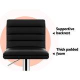 Set of 2 Amaliada PU Leather Bar Stools Padded Line Style - Black