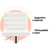 Set of 2 Amaliada PU Leather Bar Stools Padded Line Style - White