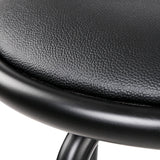 Set of 2 Voula PU Leather Bar Stools - Black & Steel