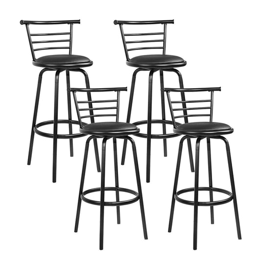 Set of 4 Voula PU Leather Bar Stools - Black & Steel