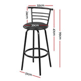 Set of 4 Voula PU Leather Bar Stools - Black & Steel