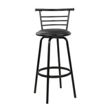 Set of 4 Voula PU Leather Bar Stools - Black & Steel