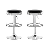 Set of 2 Kozani Backless PU Leather Bar Stools - Black & Chrome