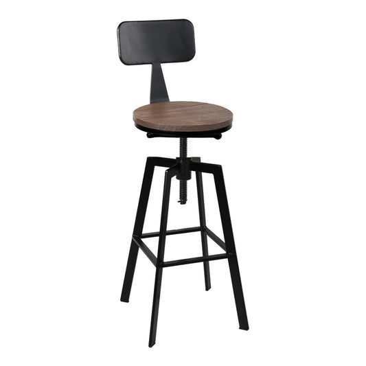 79.5cm Perugia Rustic Industrial Style Metal Bar Stool - Black & Wood