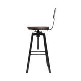 79.5cm Perugia Rustic Industrial Style Metal Bar Stool - Black & Wood
