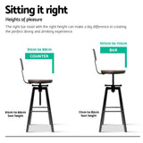 79.5cm Perugia Rustic Industrial Style Metal Bar Stool - Black & Wood