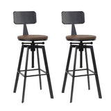 Set of 2 Perugia Rustic Industrial Style Metal Bar Stool - Black & Wood