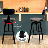 Set of 2 Perugia Rustic Industrial Style Metal Bar Stool - Black & Wood