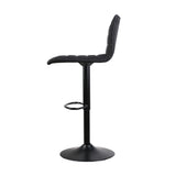 Set of 2 Corinth Faux Linen Bar Stools - Black