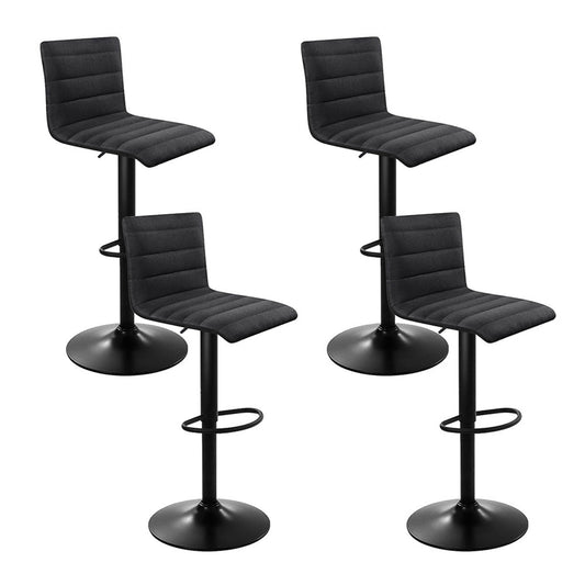Set of 4 Corinth Faux Linen Bar Stools - Black