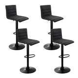 Set of 4 Corinth Faux Linen Bar Stools - Black