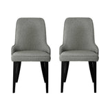 Kimber Set of 2 Dining Chairs Linen Fabric - Grey