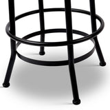90cm Lamia Bar Stool Industrial Round Seat Wood Metal - Black & Brown