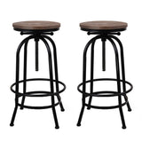 Set of 2 Lamia Bar Stool Industrial Round Seat Wood Metal - Black & Brown