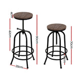 Set of 4 Lamia Bar Stools Kitchen Dining Chairs Adjustable Wooden Vintage Stool - Black