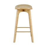 Set of 2 Lisbon Bar Stools Bamboo Rattan Stool Counter Chair Kitchen Barstools - Natural Wood