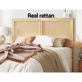 Rattan Bed Head Headboard Bedhead Base - Pine Double