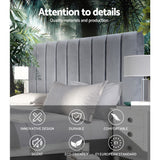 Bed Head Headboard Bedhead Velvet Frame Base - Grey Double