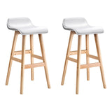 Set of 2 Geleen PU Leather Wood Wave Style Bar Stool - White