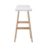 Set of 2 Geleen PU Leather Wood Wave Style Bar Stool - White