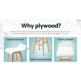 Set of 2 Geleen PU Leather Wood Wave Style Bar Stool - White